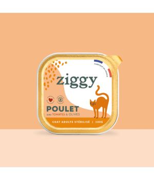 Ziggy - Pâtée Complète Chat Adulte Stérilisé- Poulet et Tomates 4x100g