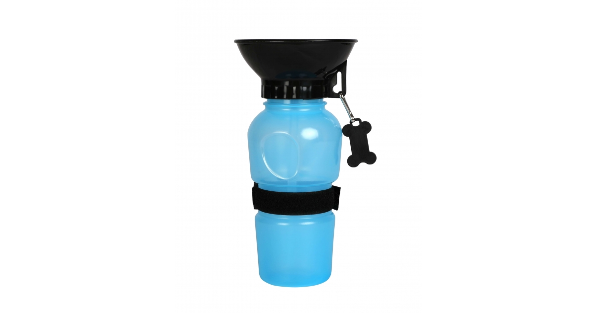 Accessoire de promenade pour chiens - Gourde avec bol intégré