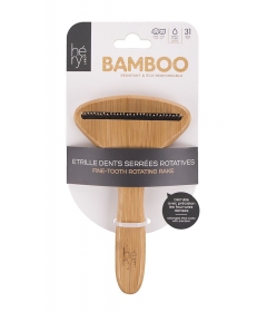 Brosse chien poil court: Etrille bambou dents serrées rotative Martin Sellier - 1