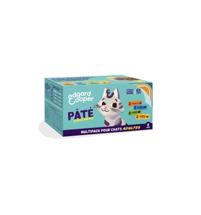 Edgar Cooper -8x85g Chat Multipack patés de Saumon, poulet, dinde, agneau